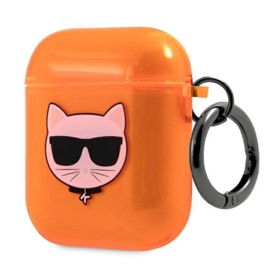 Orginalus dėklas Karl Lagerfeld KLA2UCHFO AirPods cover Oranžinis Choupette 2