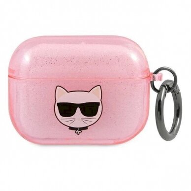 Orginalus dėklas Karl Lagerfeld KLA3UCHGP AirPods 3 cover /rožinis Glitter Choupette