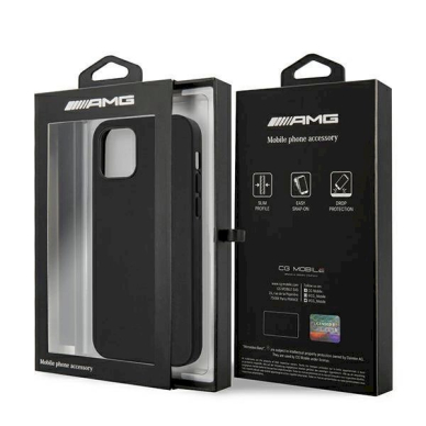 Originalus AMG dėklas AMHCP12LDOLBK iPhone 12 Pro Max 6,7"  Juodas hardcase Leather Hot Stamped 7