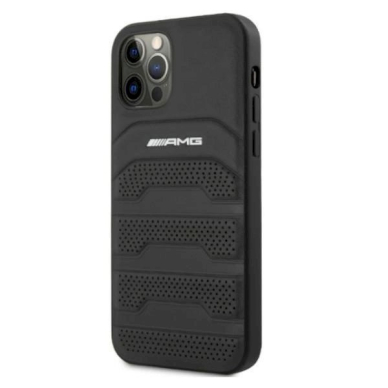 Originalus AMG dėklas AMHCP12LGSEBK iPhone 12 Pro Max 6,7"  Juodas hardcase Leather Debossed Lines 1