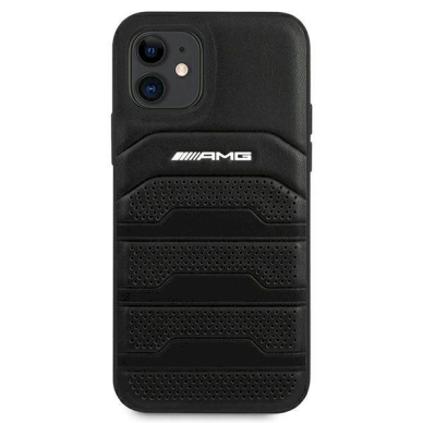 Originalus AMG dėklas AMHCP12SGSEBK iPhone 12 mini 5,4"  Juodas hardcase Leather Debossed Lines 2