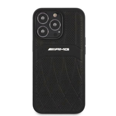 Originalus AMG dėklas AMHCP13LOSDBK iPhone 13 Pro / 13 6.1  Juodas hardcase Leather Curved Lines 2