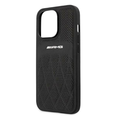 Originalus AMG dėklas AMHCP13LOSDBK iPhone 13 Pro / 13 6.1  Juodas hardcase Leather Curved Lines 5