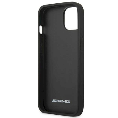 Originalus AMG dėklas AMHCP14MDOLBK iPhone 14 Plus 6.7 Juodas hardcase Leather Hot Stamped 6