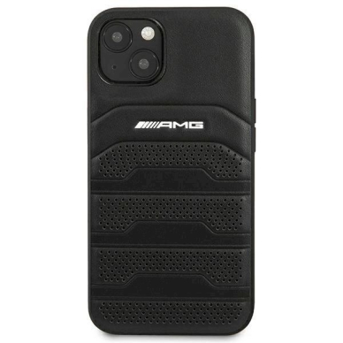 Originalus AMG dėklas AMHCP14MGSEBK iPhone 14 Plus 6,7 Juodas hardcase Leather Debossed Lines 2