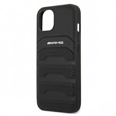 Originalus AMG dėklas Leather Debossed Lines AMHCP13SGSEBK iPhone 13 mini Juodas 5