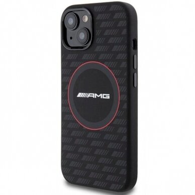 Originalus AMG dėklas Silicone Carbon Pattern MagSafe Case for iPhone 15/14/13 - Juodas 1