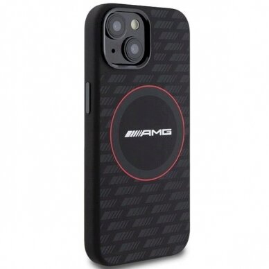 Originalus AMG dėklas Silicone Carbon Pattern MagSafe Case for iPhone 15/14/13 - Juodas 5