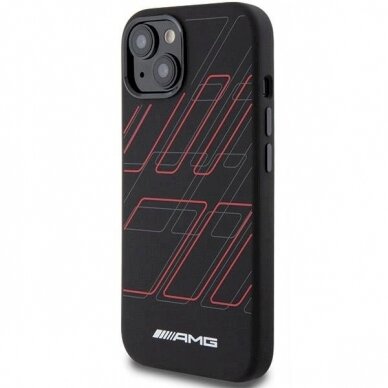 Originalus AMG dėklas Silicone Large Rhombuses Pattern MagSafe Case for iPhone 15/14/13 - Juodas 1