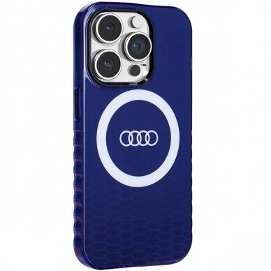 Originalus Audi dėklas IML Big Logo MagSafeiPhone 14 Pro - mėlynas 5