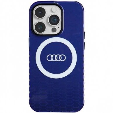 Originalus Audi dėklas IML Big Logo MagSafeiPhone 14 Pro - mėlynas