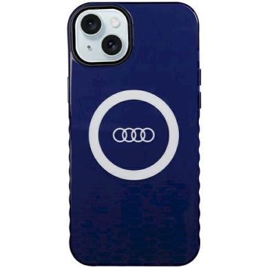 Originalus Audi dėklas IML Big Logo MagSafeiPhone 15 Plus / 14 Plus - mėlynas