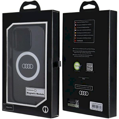 Originalus Audi dėklas IML Big Logo MagSafeiPhone 15 Pro - Juodas 6