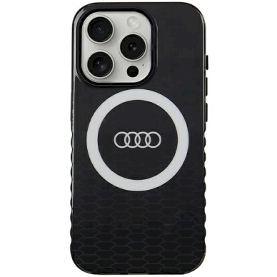 Originalus Audi dėklas IML Big Logo MagSafeiPhone 15 Pro - Juodas