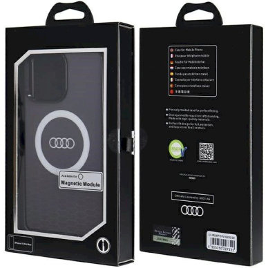 Originalus Audi dėklas IML Big Logo MagSafeiPhone 15 Pro Max - Juodas 6