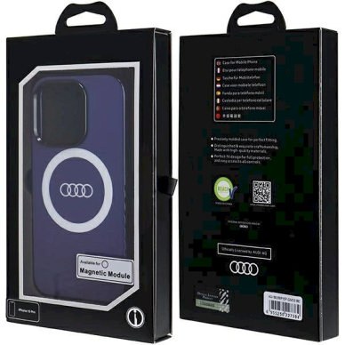 Originalus Audi dėklas IML Big Logo MagSafeiPhone 15 Pro - mėlynas 6