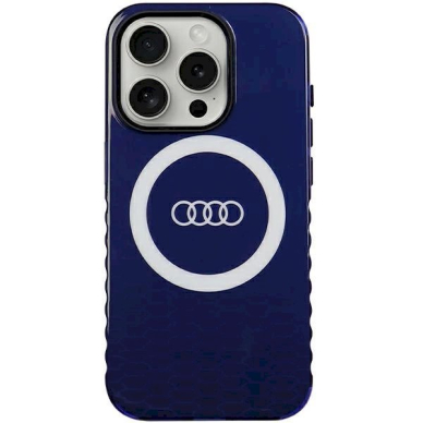 Originalus Audi dėklas IML Big Logo MagSafeiPhone 15 Pro - mėlynas