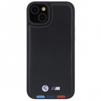 Originalus BMW dėklas BMHCP15M22PTDK iPhone 15 Plus 6.7  Juodas Leather Stamp Tricolor 2