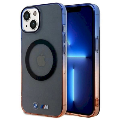 Originalus BMW dėklas Gradient Bumper MagSafeiPhone 15 Plus / 14 Plus - pilkas