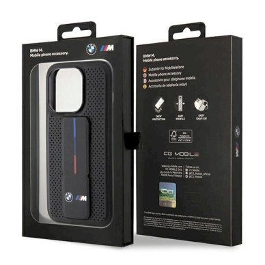 Originalus BMW dėklas Grip Stand Smooth & Perforated iPhone 15 Pro - Juodas 8