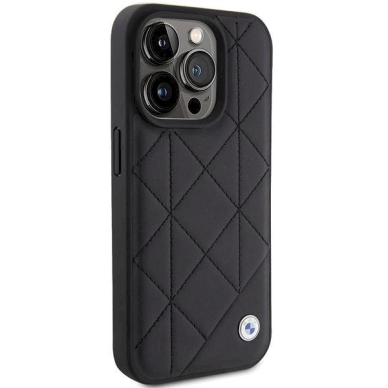 Originalus BMW dėklas Leather Quilted iPhone 15 Pro Max - Juodas 3