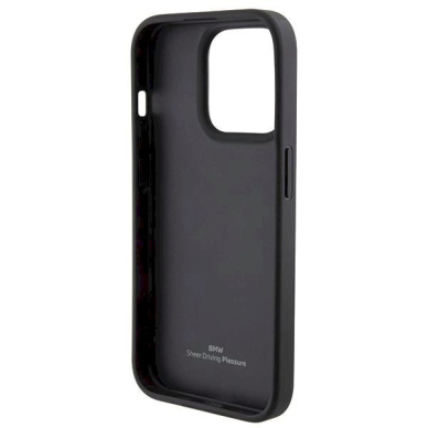 Originalus BMW dėklas Leather Textured & Stripe iPhone 15 Pro - Juodas 5