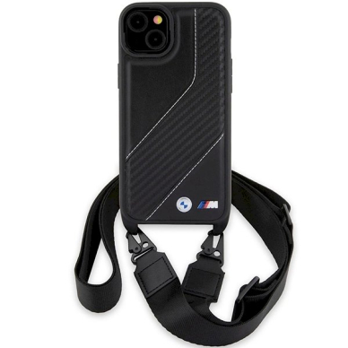 Originalus BMW dėklas M Edition Carbon Stripe &amp; StrapiPhone 15 / 14 / 13 - juodas 1