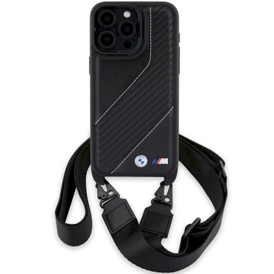 Originalus BMW dėklas M Edition Carbon Stripe &amp; StrapiPhone 15 Pro - juodas 1