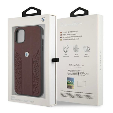 Originalus dėklas BMW BMHCN61RSPPR iPhone 11 6,1" / Xr Raudonas hardcase Leather Curve Perforate 7