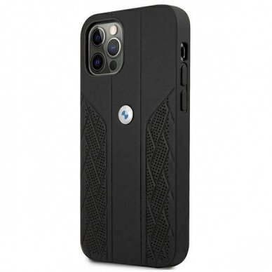 Originalus dėklas BMW BMHCP12LRSPPK iPhone 12 Pro Max 6,7"  Juodas hardcase Leather Curve Perforate 1