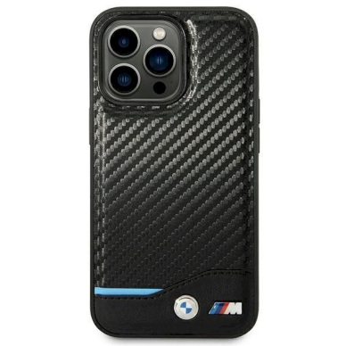 Originalus dėklas BMW BMHCP14L22NBCK iPhone 14 Pro 6.1 Juodas Leather Carbon 2