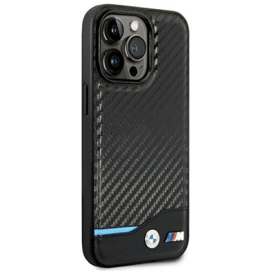 Originalus dėklas BMW BMHCP14L22NBCK iPhone 14 Pro 6.1 Juodas Leather Carbon 3