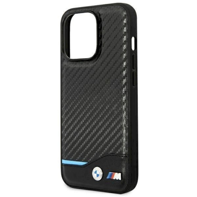 Originalus dėklas BMW BMHCP14L22NBCK iPhone 14 Pro 6.1 Juodas Leather Carbon 5