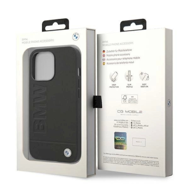 Originalus dėklas BMW BMHCP14LSLLBK iPhone 14 Pro 6.1 Juodas Leather Stamp 7