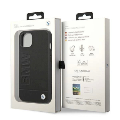 Originalus dėklas BMW BMHCP14MSLLBK iPhone 14 Plus 6.7 Juodas Leather Stamp 7