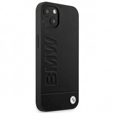 Originalus dėklas BMW BMHCP14SSLLBK iPhone 14 6.1 Juodas Leather Stamp 3