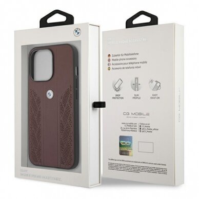 Originalus dėklas BMW Leather Curve iPhone 13 Pro raudonas 7