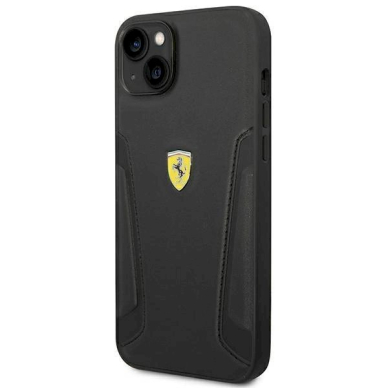 Originalus dėklas Ferrari FEHCP14MRBUK iPhone 14 Plus 6.7  Juodas hardcase Leather Stamp Sides 1