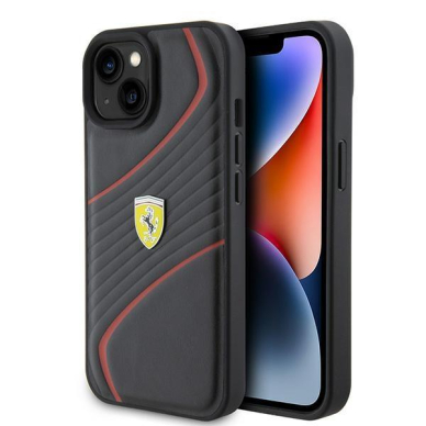 Originalus dėklas Ferrari FEHCP15SPTWK iPhone 15 6.1  Juodas hardcase Twist Metal Logo