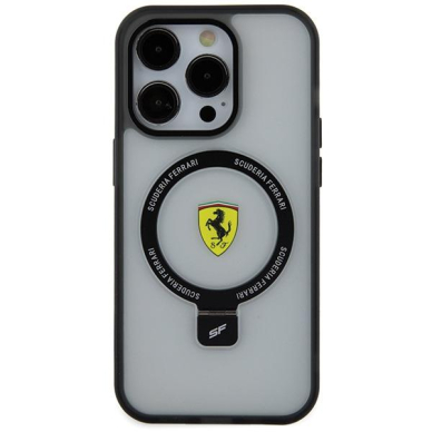 Originalus dėklas Ferrari FEHMP15LUSCAH iPhone 15 Pro 6.1  Permatomas hardcase Ring Stand 2023 Collection MagSafe 2