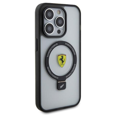 Originalus dėklas Ferrari FEHMP15LUSCAH iPhone 15 Pro 6.1  Permatomas hardcase Ring Stand 2023 Collection MagSafe 3