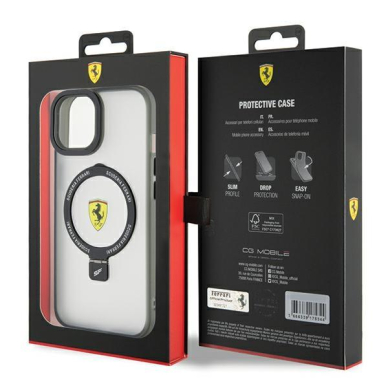 Originalus dėklas Ferrari FEHMP15SUSCAH iPhone 15 6.1  Permatomas hardcase Ring Stand 2023 Collection MagSafe 7