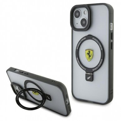 Originalus dėklas Ferrari FEHMP15SUSCAH iPhone 15 6.1  Permatomas hardcase Ring Stand 2023 Collection MagSafe