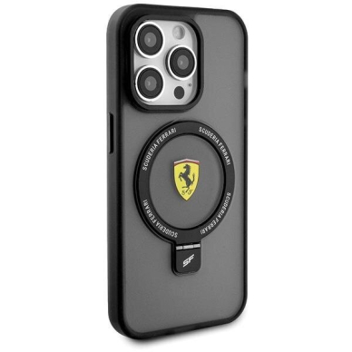 Originalus dėklas Ferrari FEHMP15SUSCAK iPhone 15 6.1  Juodas hardcase Ring Stand 2023 Collection MagSafe 3