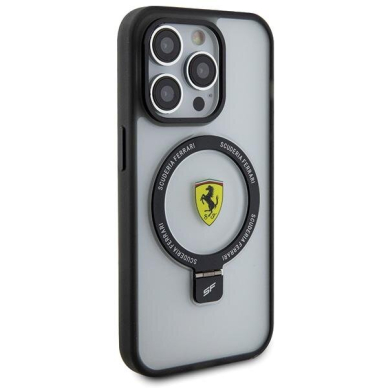 Originalus dėklas Ferrari FEHMP15XUSCAH iPhone 15 Pro Max 6.7  Permatomas hardcase Ring Stand 2023 Collection MagSafe 3