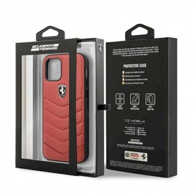 Originalus dėklas Ferrari FEHQUHCP12MRE iPhone 12/12 Pro Raudonas hardcase Off Track Quilted 7