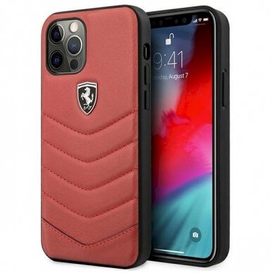 Originalus dėklas Ferrari FEHQUHCP12MRE iPhone 12/12 Pro Raudonas hardcase Off Track Quilted