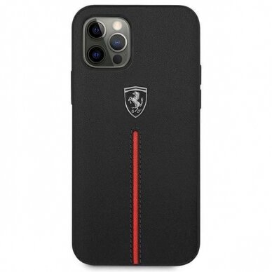 Originalus dėklas Ferrari FEOMSHCP12LBK iPhone 12 Pro Max Juodas hardcase Off Track Leather Nylon Stripe 2