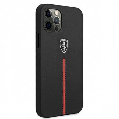 Originalus dėklas Ferrari FEOMSHCP12LBK iPhone 12 Pro Max Juodas hardcase Off Track Leather Nylon Stripe 3