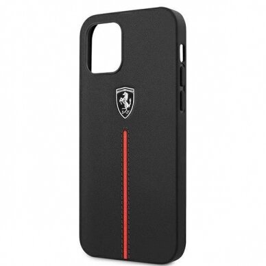 Originalus dėklas Ferrari FEOMSHCP12LBK iPhone 12 Pro Max Juodas hardcase Off Track Leather Nylon Stripe 5